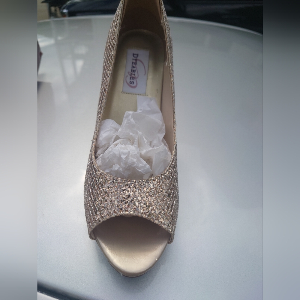 Gold Peep Toe Women's Shoes